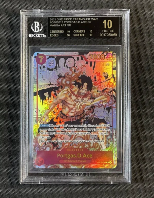  One Piece Card BECKETT 10 BLACK LABEL Portgas.D.Ace Manga Art SR OPO2 - 013 2023